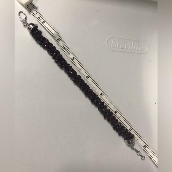 Garnet Beaded Bracelet & 925 Closure - Picture 8 of 8